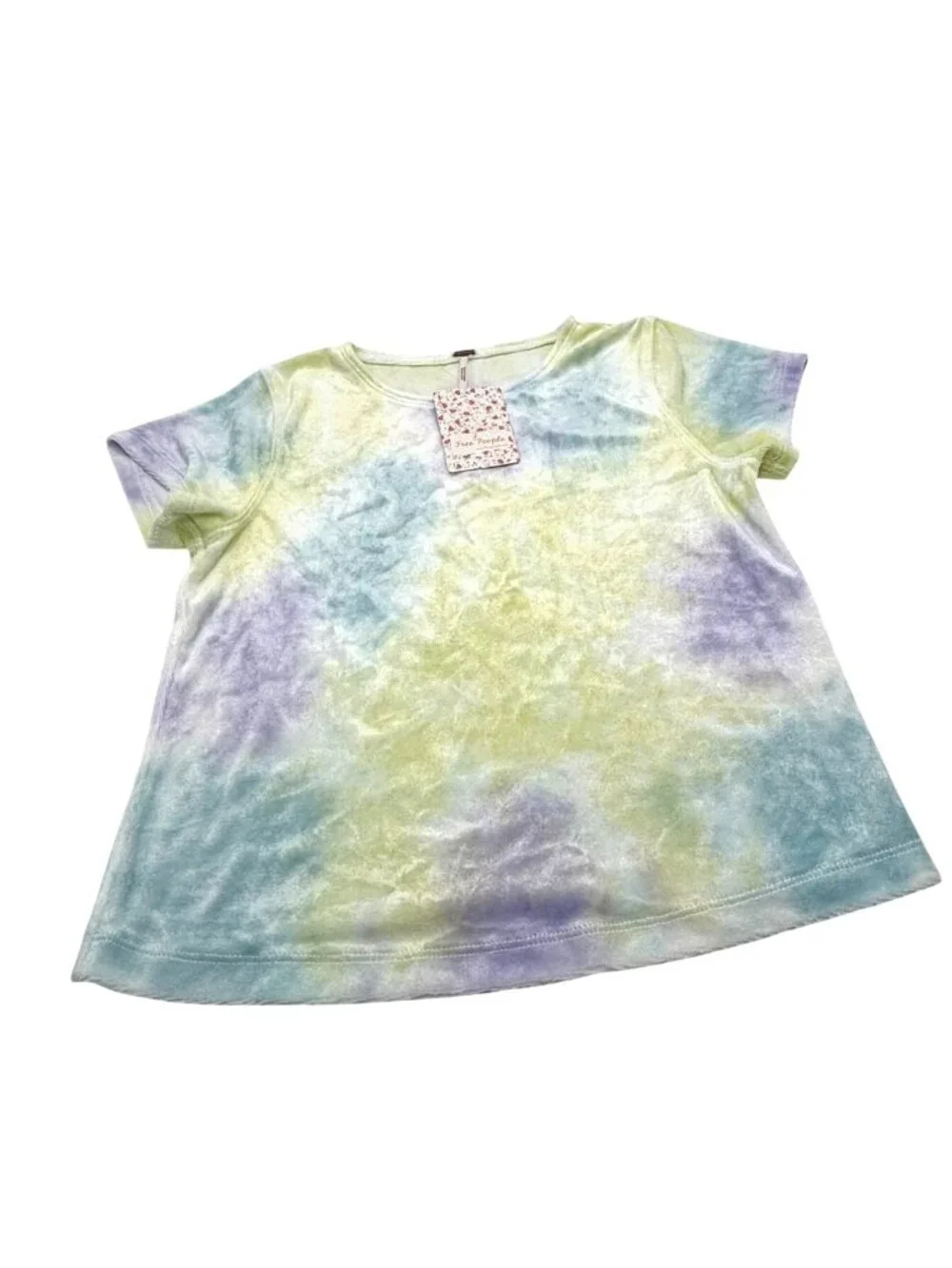 Free People Bright Eyes Velvet T-Shirt, Cloud Combo, XS